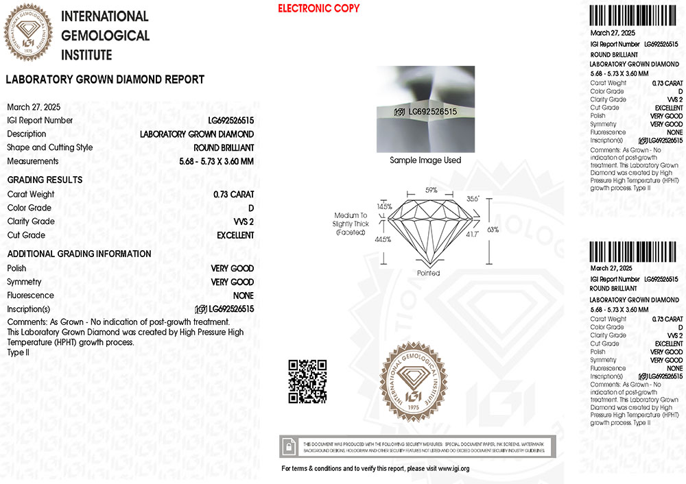 692526515 Viên Kim Cương Lab-grown IGI 5.6ly D VVS2 QDAK25101800007