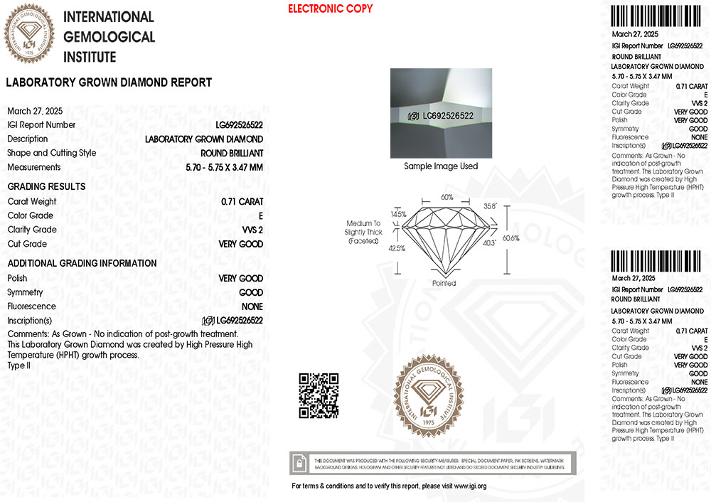 692526522 Viên Kim Cương Lab-grown IGI 5.7ly E VVS2 QDAK25101800004