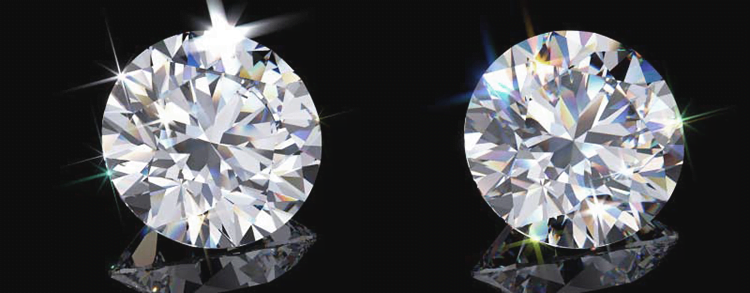 đá moissanite và kim cương tự nhiên