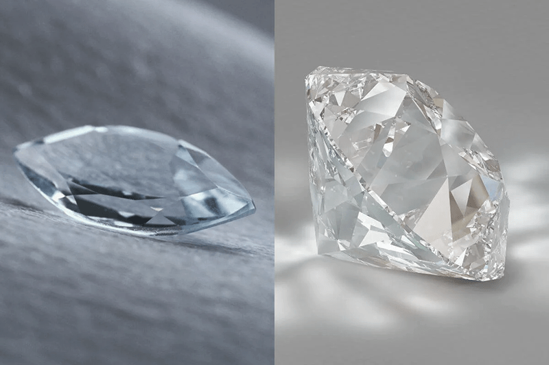 Đá Topaz trắng và kim cương tự nhiên