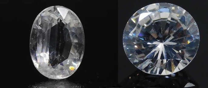 Đá Zircon trắng và kim cương tự nhiên