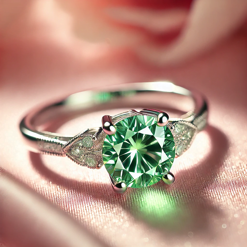 nhẫn kim cương moissanite xanh lá