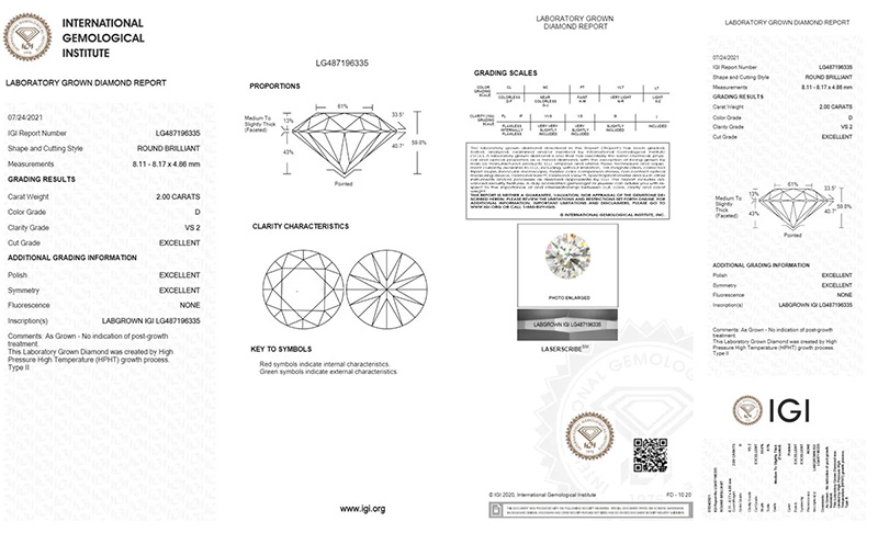 chứng nhận igi diamond hpht